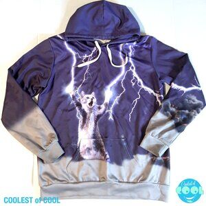 Lightning kitten 3d allover cat print unisex hoodie size L - XL front pocket
